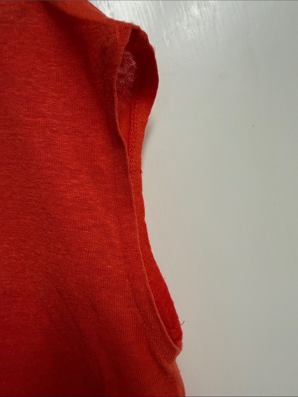 Tahari Bright Reddish Orange Linen-Blend Cap Sleeve Tank - Picture 3 of 6